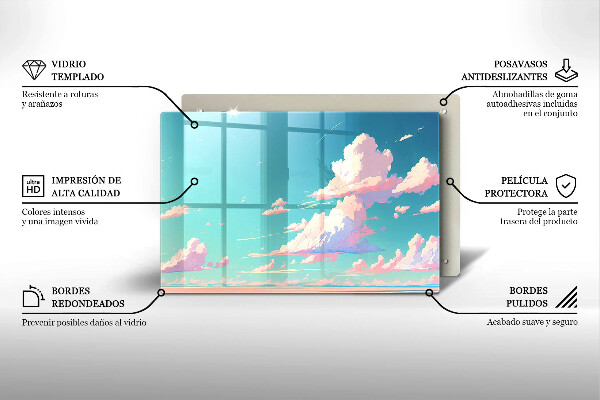 Tábua de cortar de vidro Céu de conto de fadas
