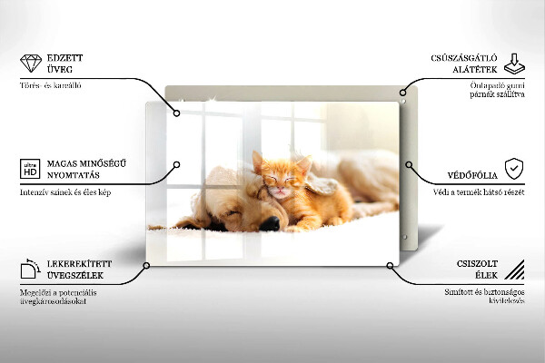 Tábua de corte de vidro Animais cão e gato