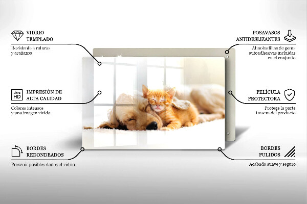 Tábua de corte de vidro Animais cão e gato