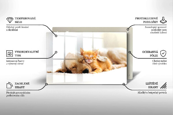 Tábua de corte de vidro Animais cão e gato