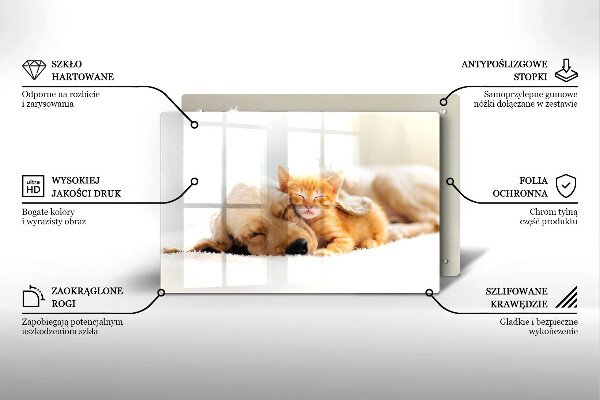 Tábua de corte de vidro Animais cão e gato