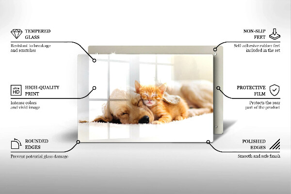 Tábua de corte de vidro Animais cão e gato