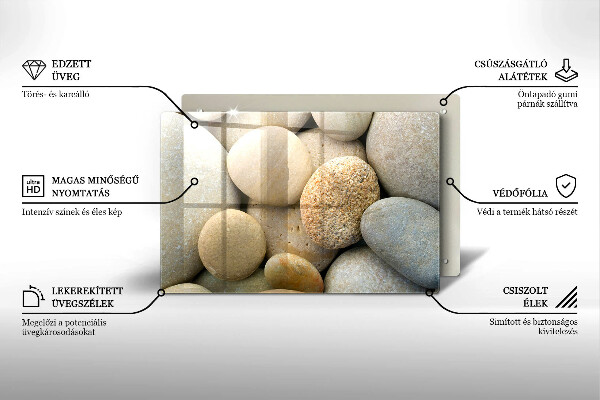Tábua de corte de vidro Padrão de pedras ovais