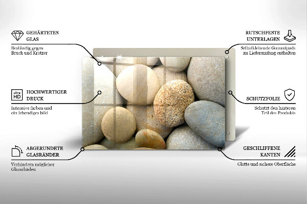 Tábua de corte de vidro Padrão de pedras ovais