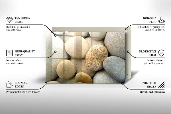 Tábua de corte de vidro Padrão de pedras ovais