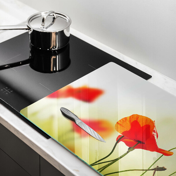 Tábua de corte Flores de papoula vermelha