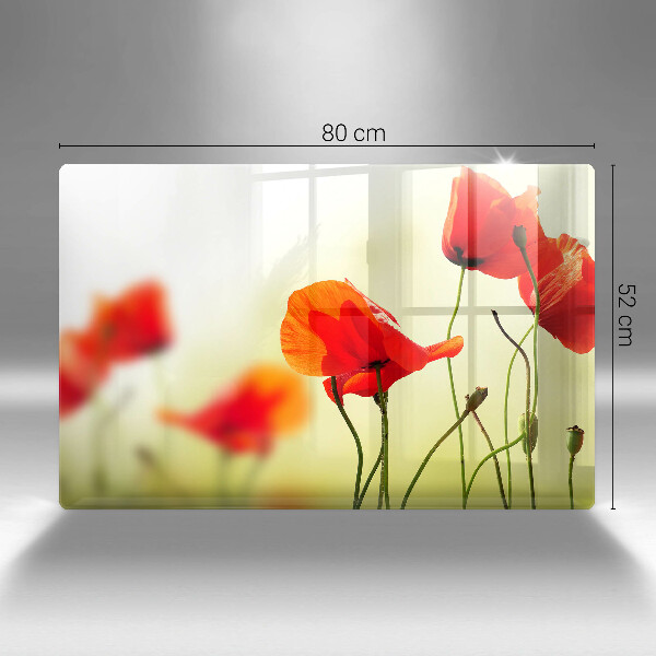 Tábua de corte Flores de papoula vermelha