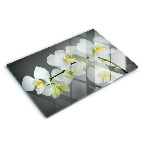 Tábua de cortar de vidro Flores de orquídea branca