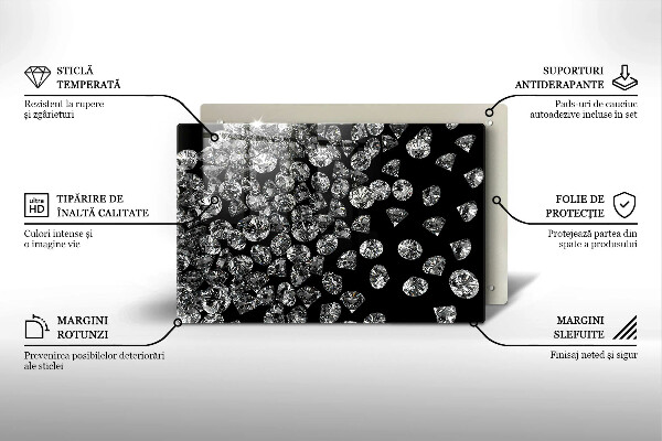 Tábua de corte de vidro Diamantes brilhantes