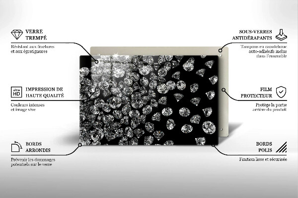 Tábua de corte de vidro Diamantes brilhantes