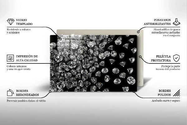 Tábua de corte de vidro Diamantes brilhantes