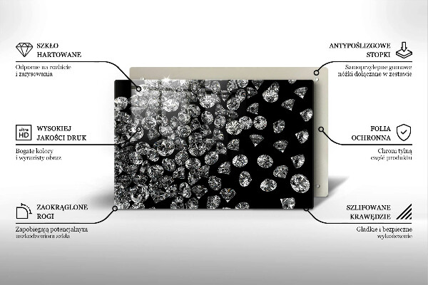 Tábua de corte de vidro Diamantes brilhantes