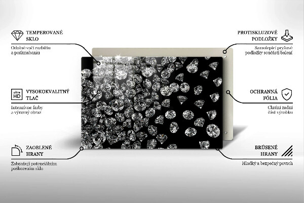 Tábua de corte de vidro Diamantes brilhantes