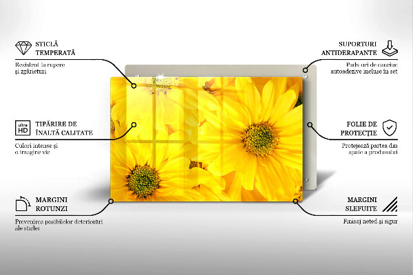 Tábua de corte de vidro Pétalas de flores