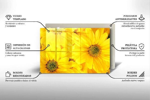 Tábua de corte de vidro Pétalas de flores