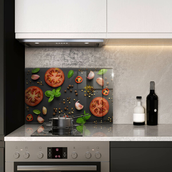 Tábua de cortar de vidro Tomates e especiarias