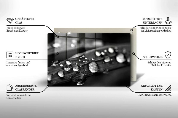 Tábua corte Gotas de orvalho nas folhas