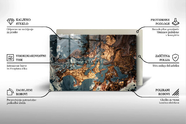 Tábua de vidro Estrutura de rocha dourada