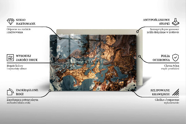 Tábua de vidro Estrutura de rocha dourada