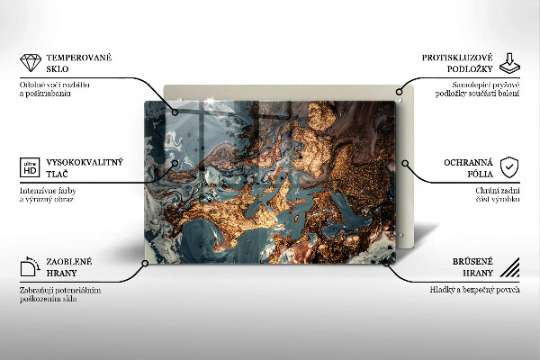 Tábua de vidro Estrutura de rocha dourada