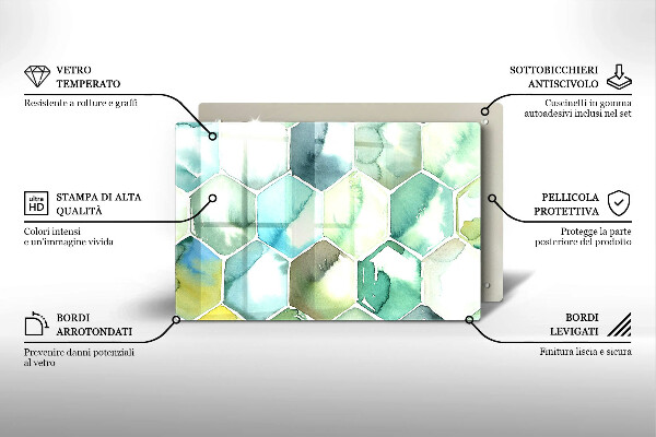 Tábua de corte Hexágonos em aquarela
