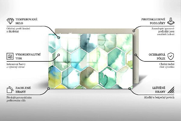 Tábua de corte Hexágonos em aquarela