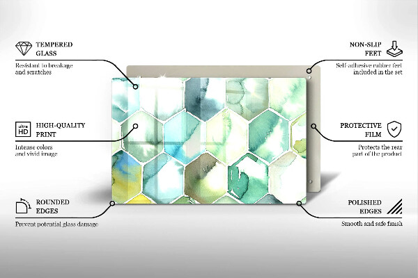 Tábua de corte Hexágonos em aquarela