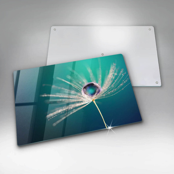 Tábua de cortar de vidro Orvalho em um dente-de-leão