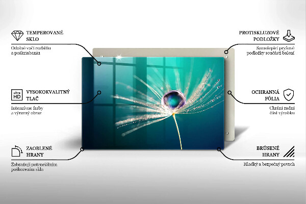 Tábua de cortar de vidro Orvalho em um dente-de-leão
