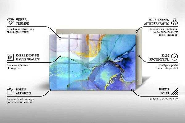 Tábua de corte de vidro Ouro em pedra rachada