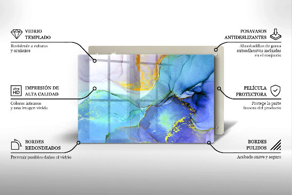 Tábua de corte de vidro Ouro em pedra rachada