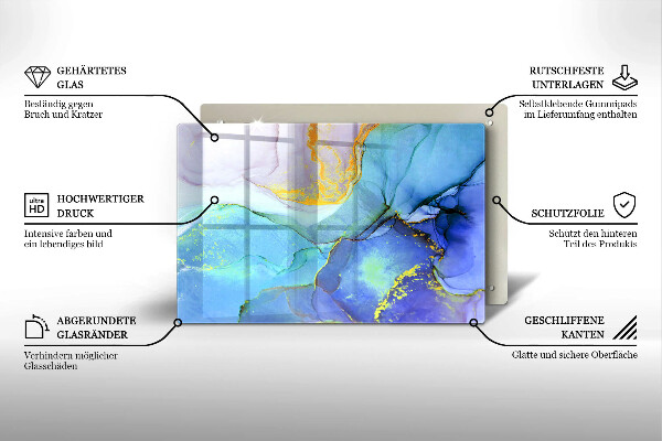 Tábua de corte de vidro Ouro em pedra rachada