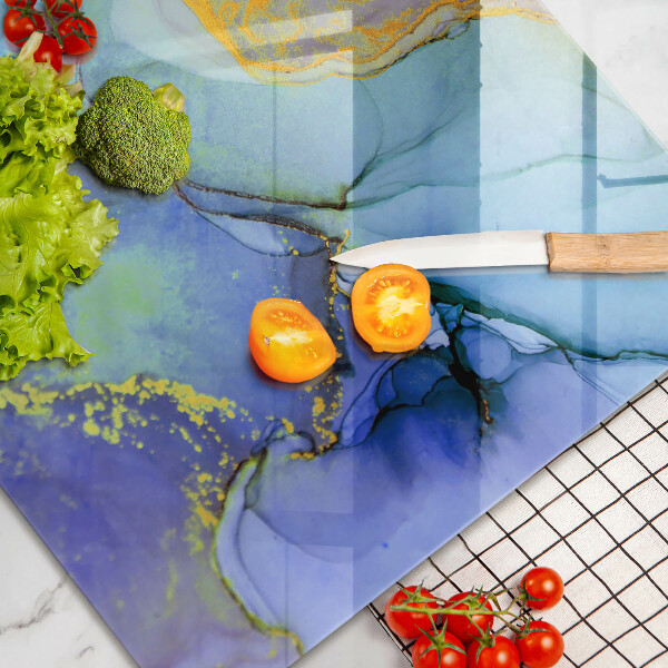 Tábua de corte de vidro Ouro em pedra rachada