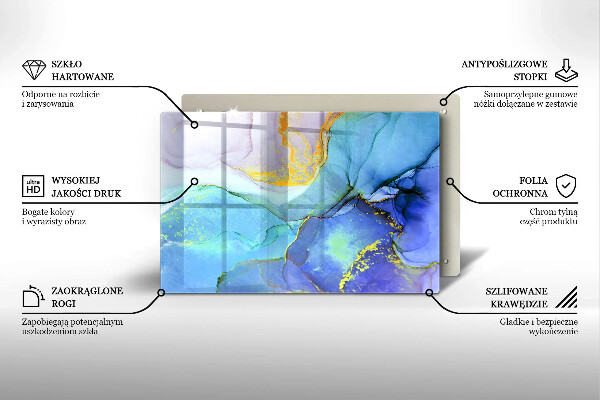 Tábua de corte de vidro Ouro em pedra rachada