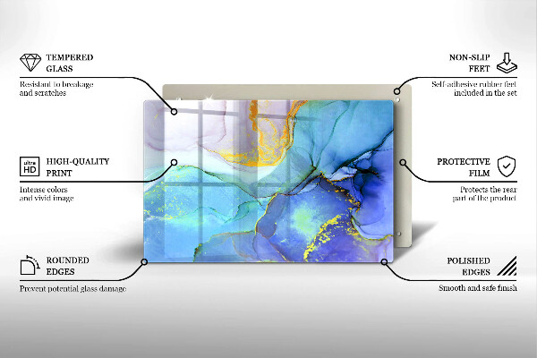 Tábua de corte de vidro Ouro em pedra rachada