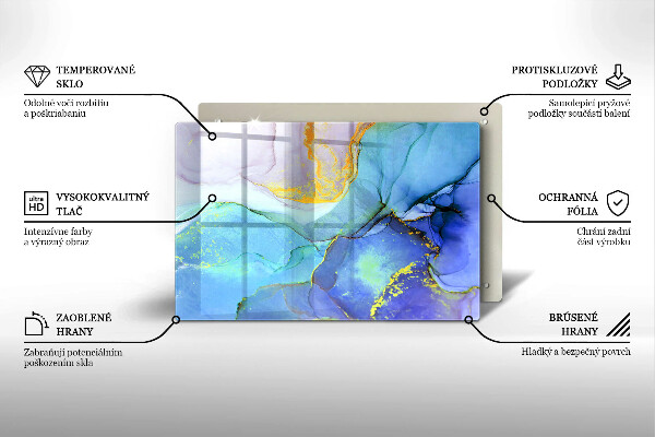 Tábua de corte de vidro Ouro em pedra rachada