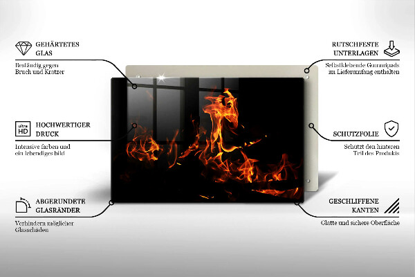 Tábua para cozinha Fogo, chama viva