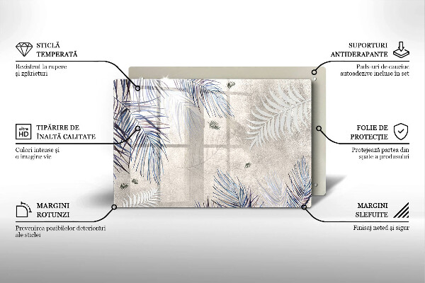 Tábua de cortar de vidro Folhas sutis