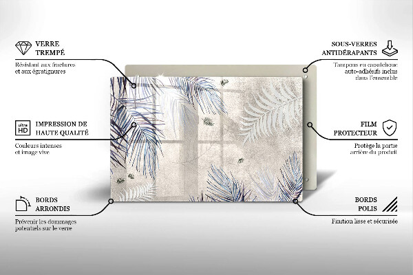 Tábua de cortar de vidro Folhas sutis