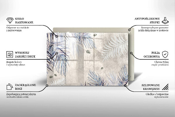 Tábua de cortar de vidro Folhas sutis