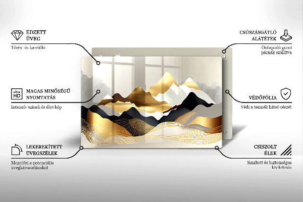 Tábua de cortar Abstração montanhas douradas