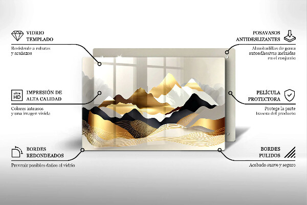 Tábua de cortar Abstração montanhas douradas
