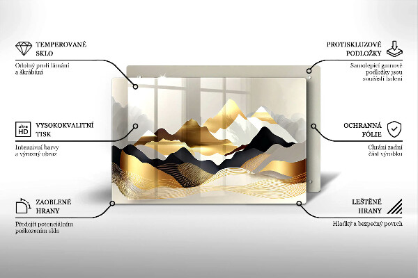 Tábua de cortar Abstração montanhas douradas