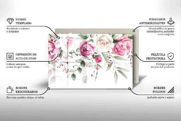 Tábua de corte Rosas em aquarela