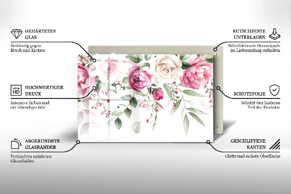 Tábua de corte Rosas em aquarela