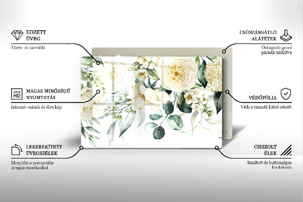 Tábua de corte de vidro Flores em aquarela