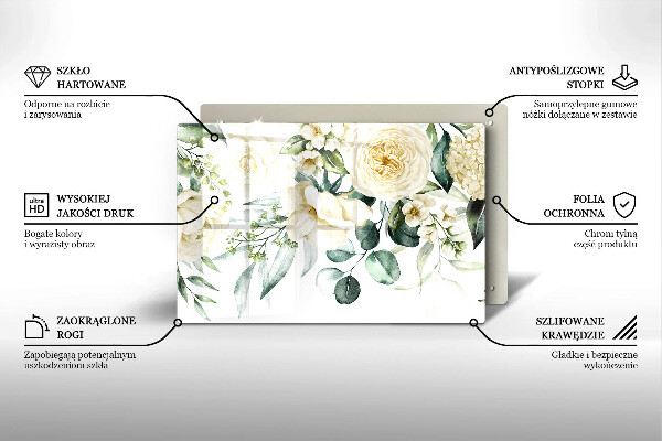 Tábua de corte de vidro Flores em aquarela