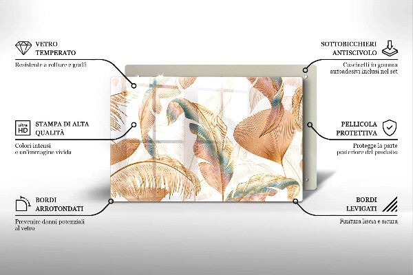 Tábua de cortar alimentos Penas e folhas Boho