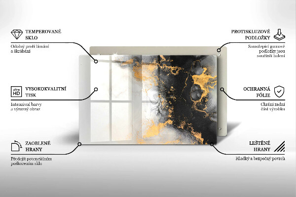 Tábua de vidro Abstração com ouro