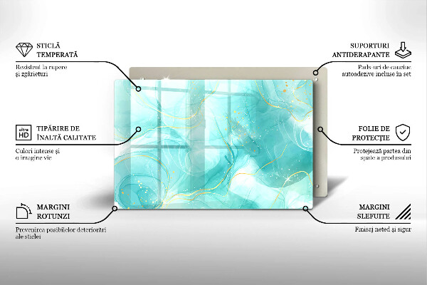 Tábua para corte Abstração azul e dourada